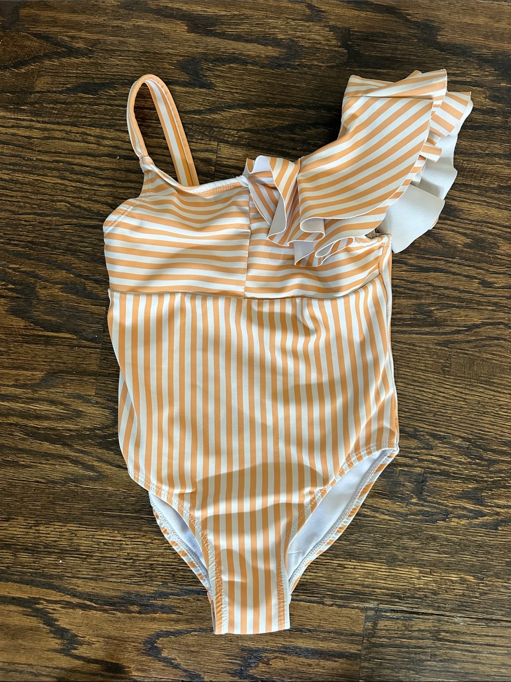 Habitual Girls Orange and White Striped One-Piece Swimsuit